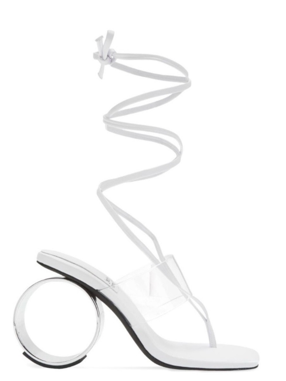 Jeffrey Campbell White Strappy Toe-Loop Wrap Sandal - Picture 2 of 4